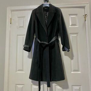 Black City Chic Belted Overcoat XL